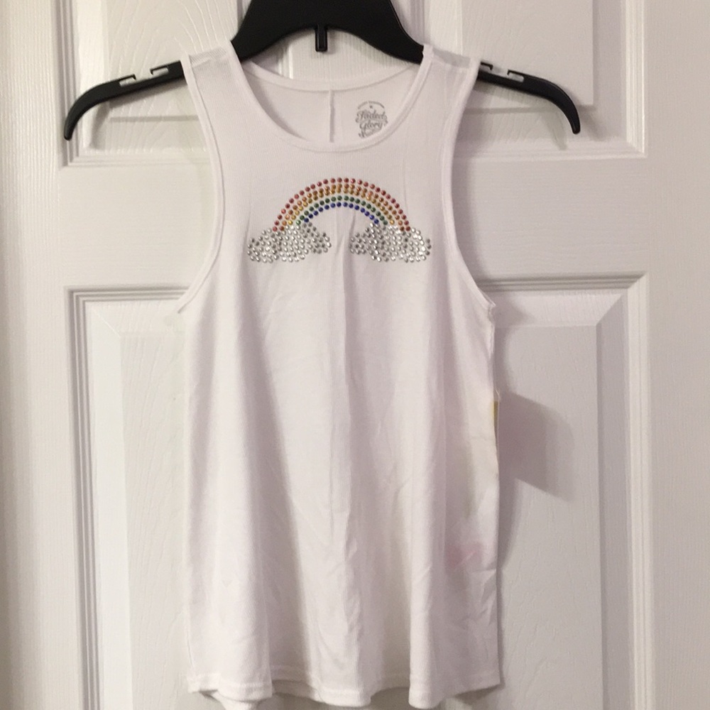 Rhinestone rainbow ribbed tank top Medium 10-12